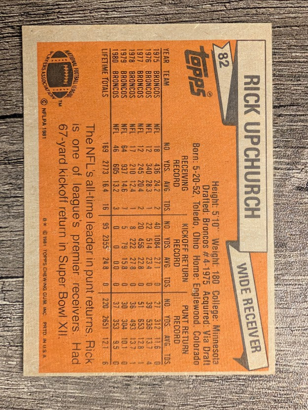 1981 Topps #82 Rick Upchurch