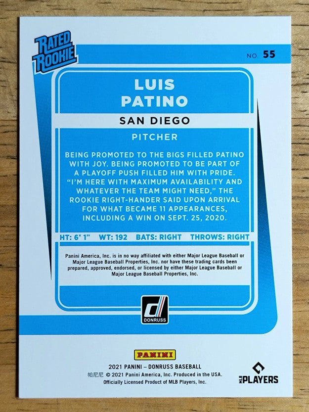 2021 Donruss #55 Luis Patino RR RC