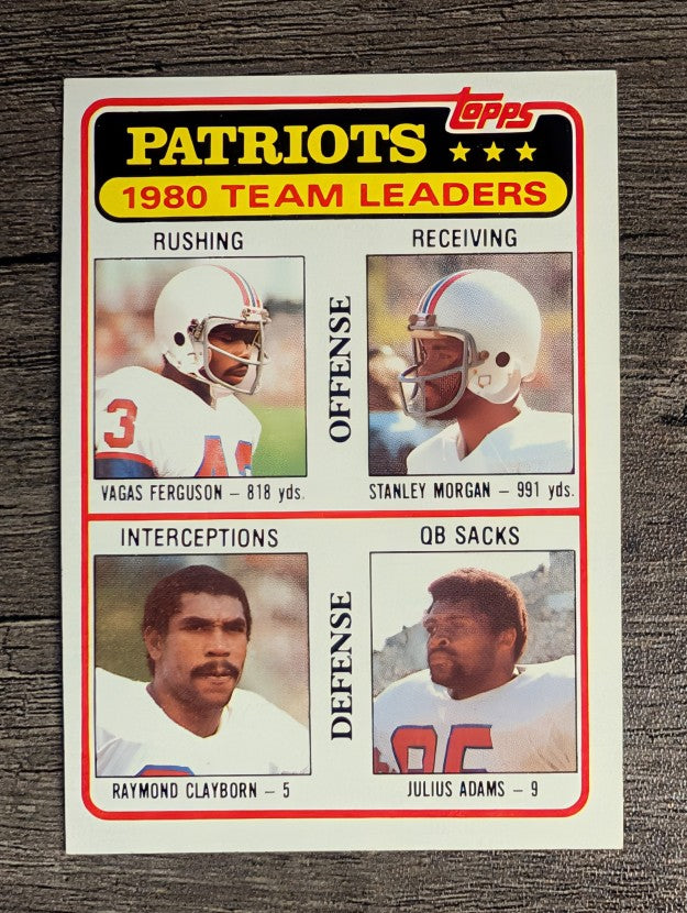 1981 Topps #94 Vagas Ferguson/Stanley Morgan/Raymond Clayborn/Julius Adams