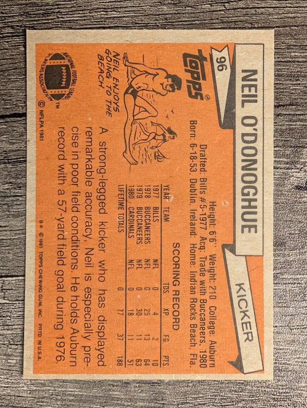 1981 Topps #96 Neil O'Donoghue