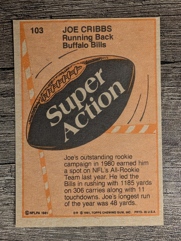 1981 Topps #103 Joe Cribbs SA