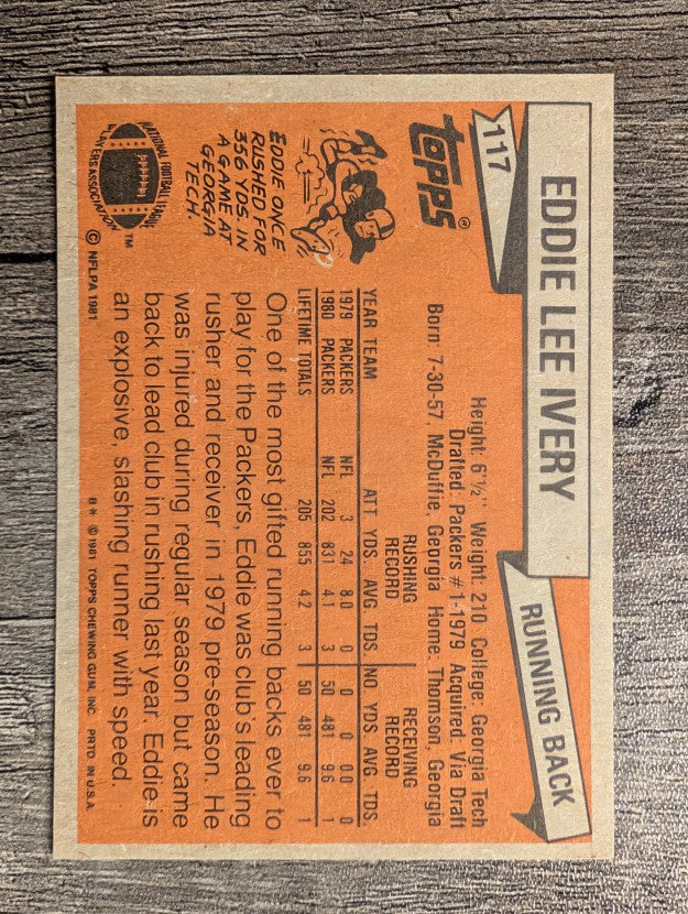 1981 Topps #117 Eddie Lee Ivery RC
