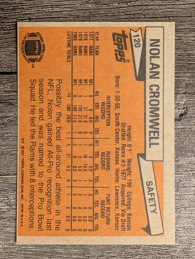 1981 Topps #120 Nolan Cromwell AP