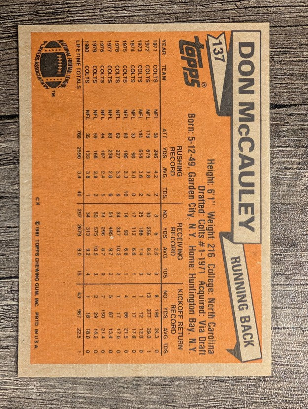 1981 Topps #137 Don McCauley