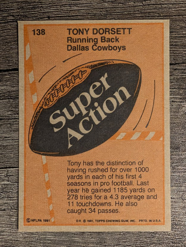 1981 Topps #138 Tony Dorsett SA