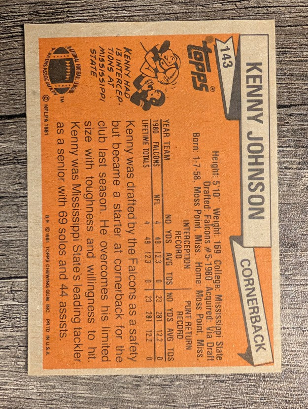 1981 Topps #143 Kenny Johnson