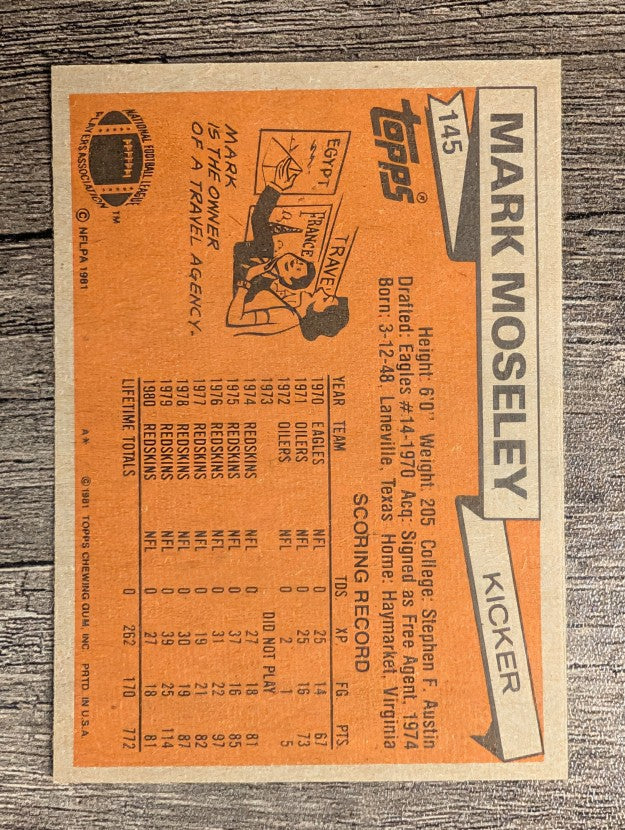 1981 Topps #145 Mark Moseley