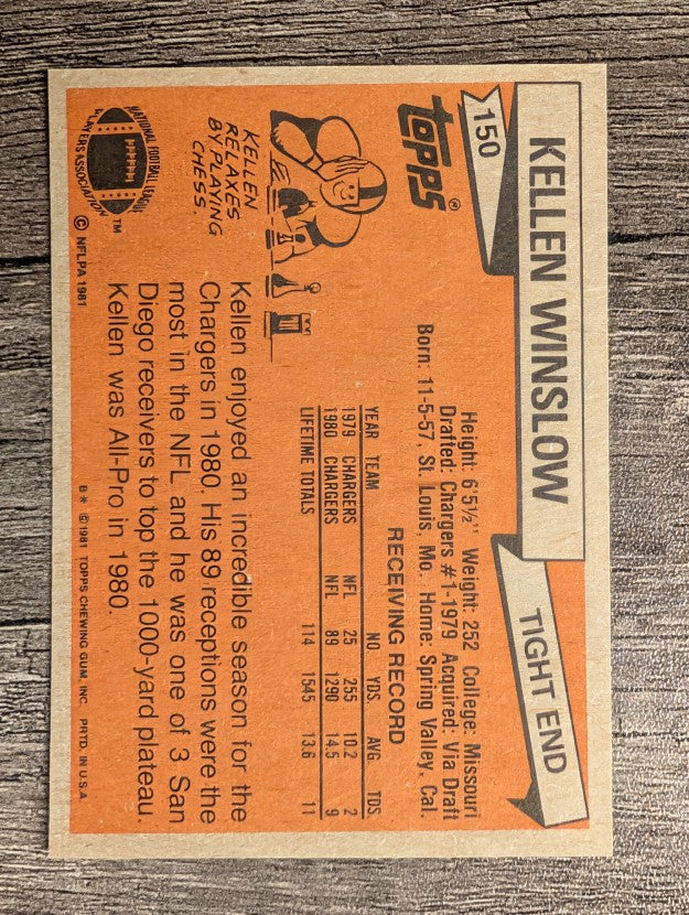 1981 Topps #150 Kellen Winslow RC