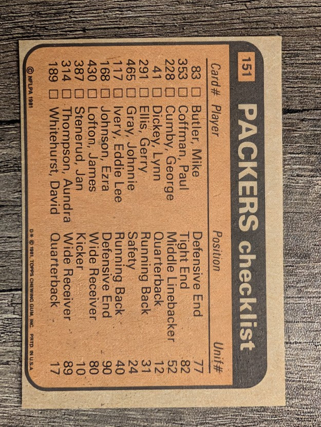 1981 Topps #151 Eddie Lee Ivery/James Lofton/Johnnie Gray/Mike Butler
