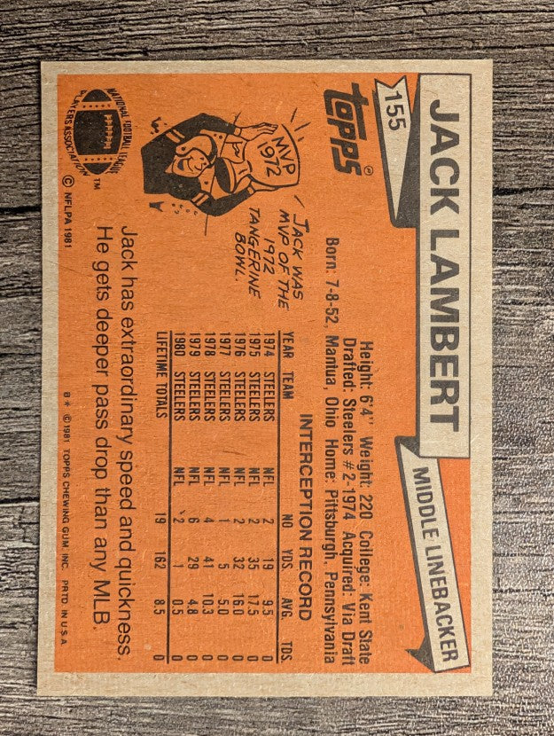1981 Topps #155 Jack Lambert