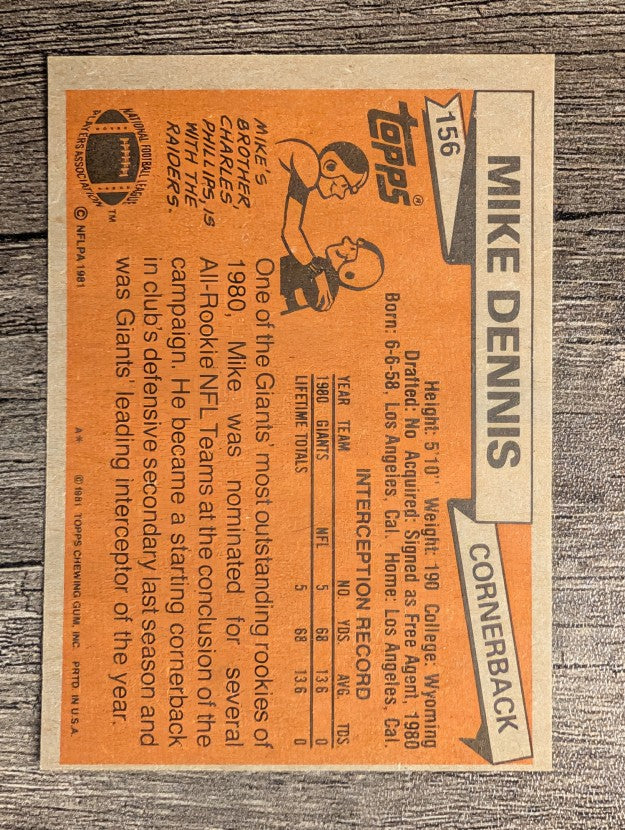 1981 Topps #156 Mike Dennis