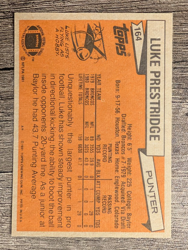 1981 Topps #164 Luke Prestridge