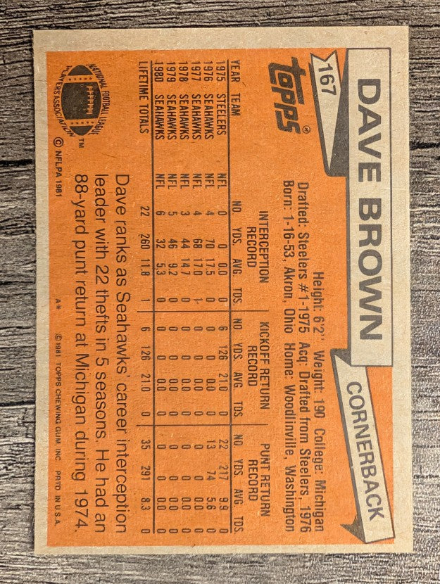 1981 Topps #167 Dave Brown