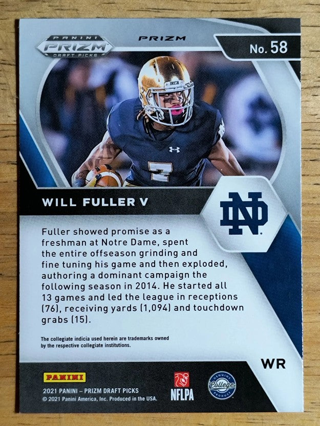 2021 Panini Prizm Draft Picks Prizms Orange Ice #58 Will Fuller V