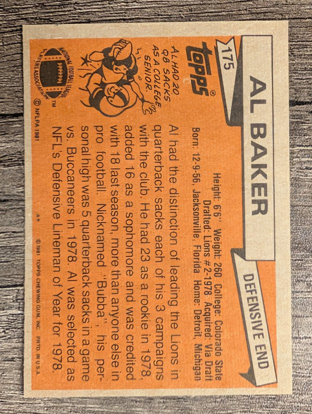 1981 Topps #175 Al(Bubba) Baker