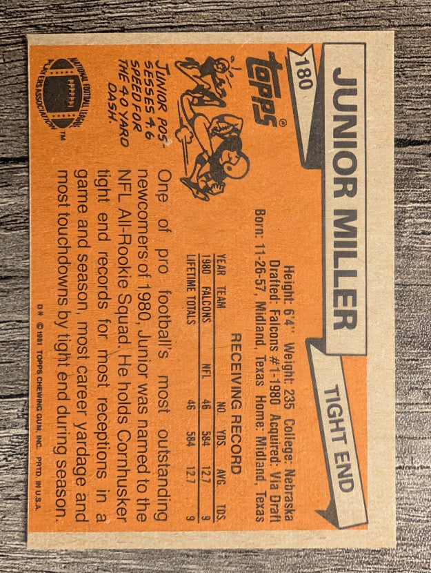 1981 Topps #180 Junior Miller AP RC