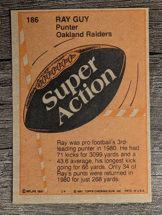 1981 Topps #186 Ray Guy SA