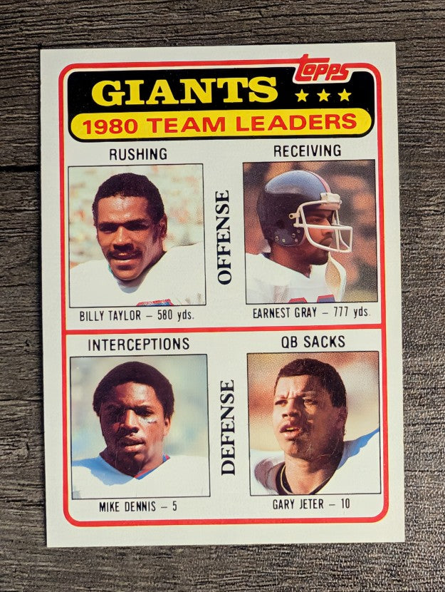 1981 Topps #188 Giants TL/Billy Taylor/Earnest Gray/Mike Dennis/Gary Jeter