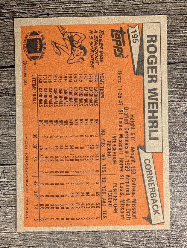 1981 Topps #195 Roger Wehrli