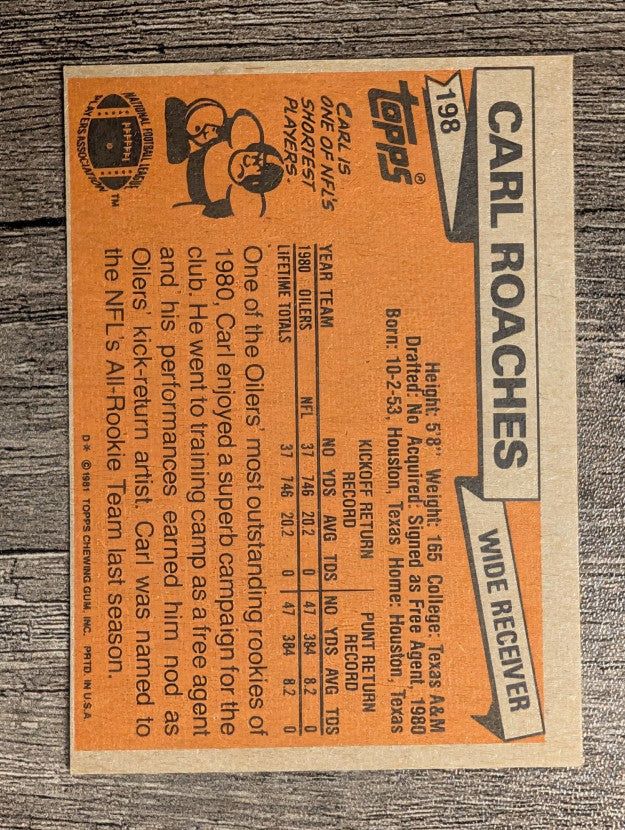1981 Topps #198 Carl Roaches RC