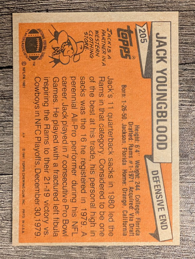 1981 Topps #205 Jack Youngblood