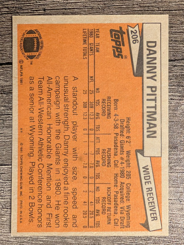 1981 Topps #206 Danny Pittman