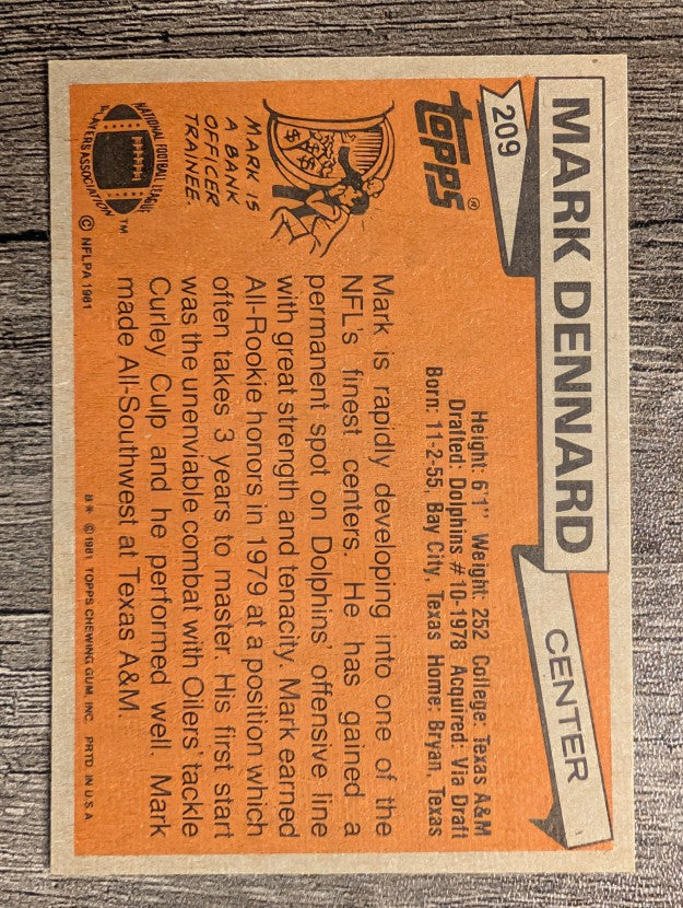 1981 Topps #209 Mark Dennard