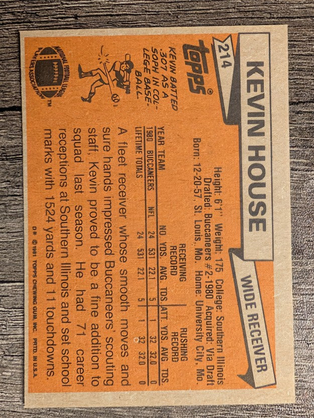 1981 Topps #214 Kevin House RC
