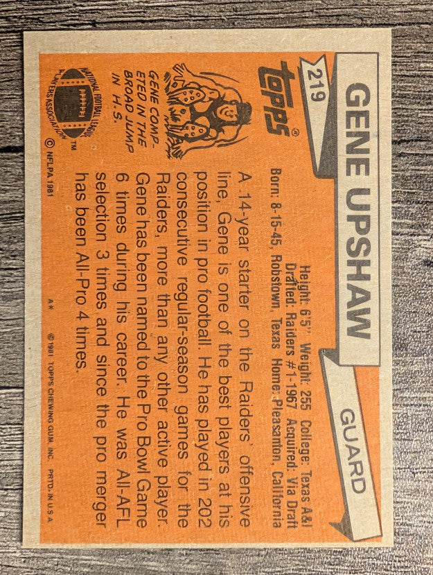 1981 Topps #219 Gene Upshaw