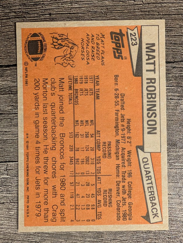 1981 Topps #223 Matt Robinson