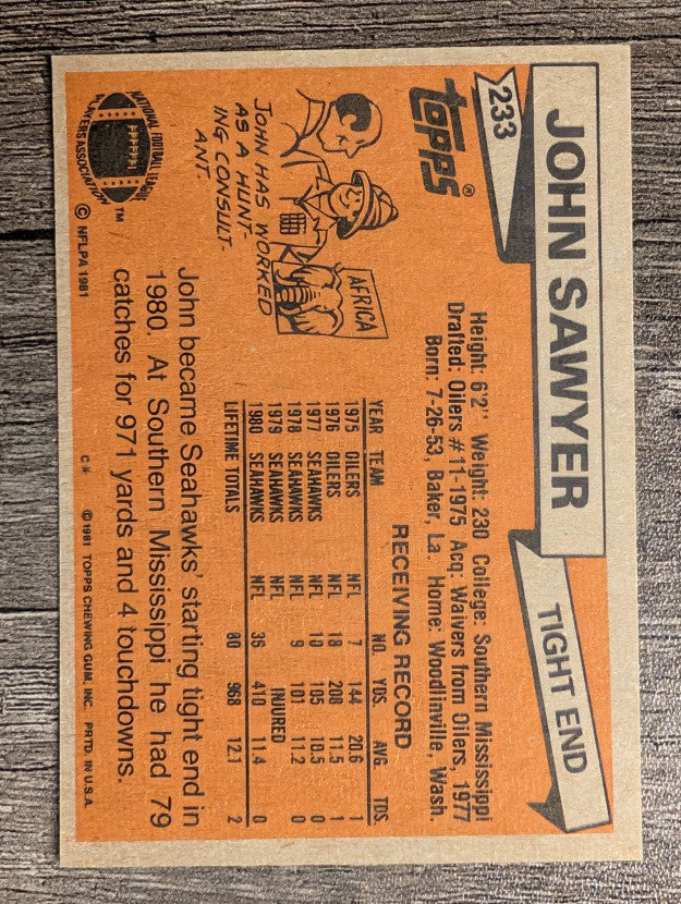 1981 Topps #233 John Sawyer