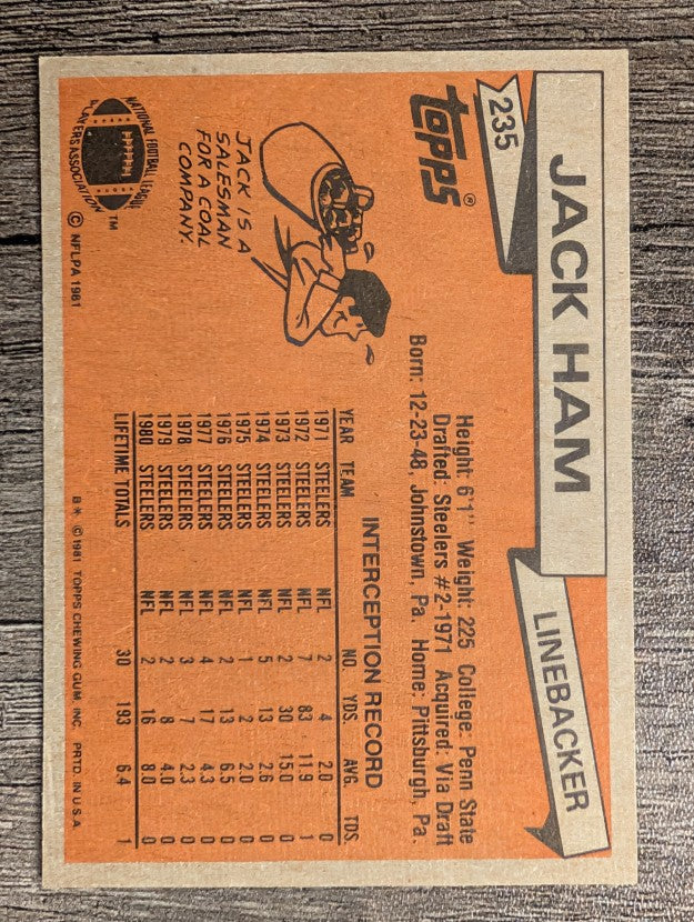 1981 Topps #235 Jack Ham