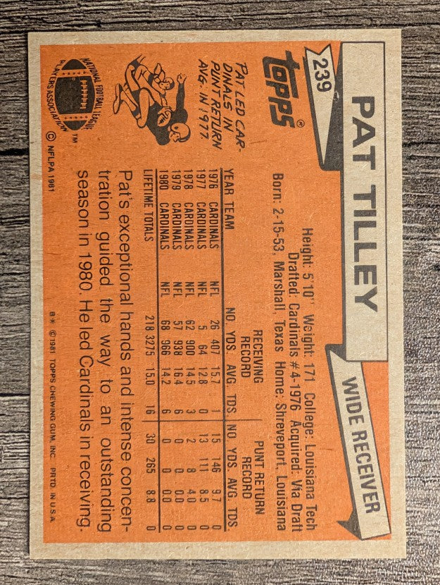 1981 Topps #239 Pat Tilley