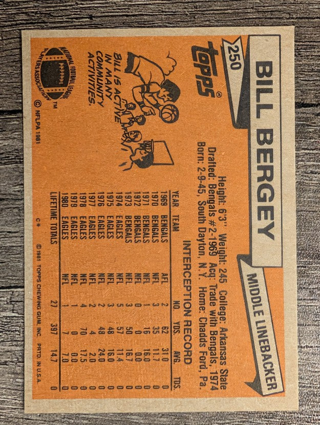 1981 Topps #250 Bill Bergey AP
