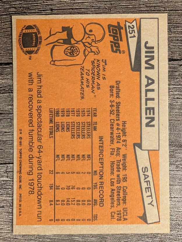1981 Topps #251 Jim Allen