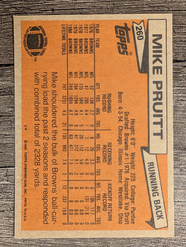 1981 Topps #260 Mike Pruitt