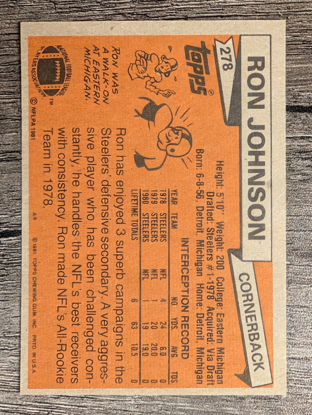 1981 Topps #278 Ron Johnson