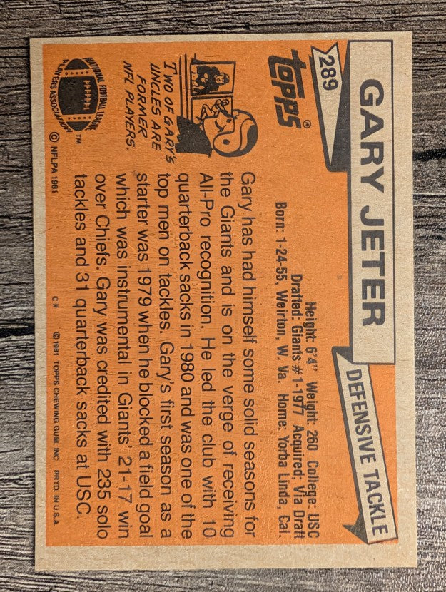 1981 Topps #289 Gary Jeter