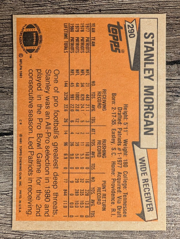 1981 Topps #290 Stanley Morgan AP