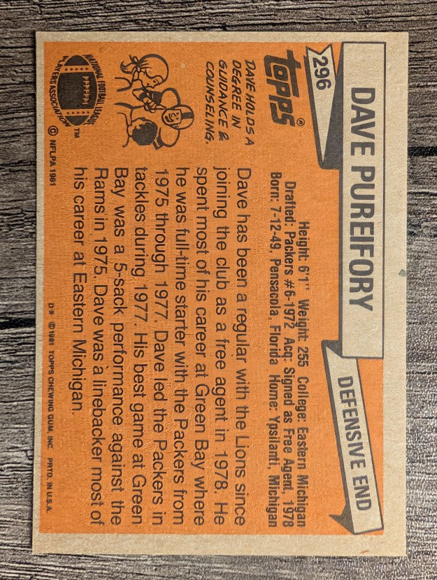 1981 Topps #296 Dave Pureifory