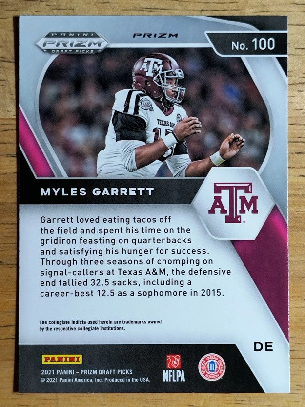 2021 Panini Prizm Draft Picks Prizms Orange Ice #100 Myles Garrett
