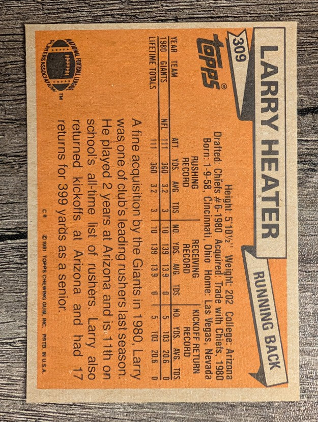1981 Topps #309 Larry Heater