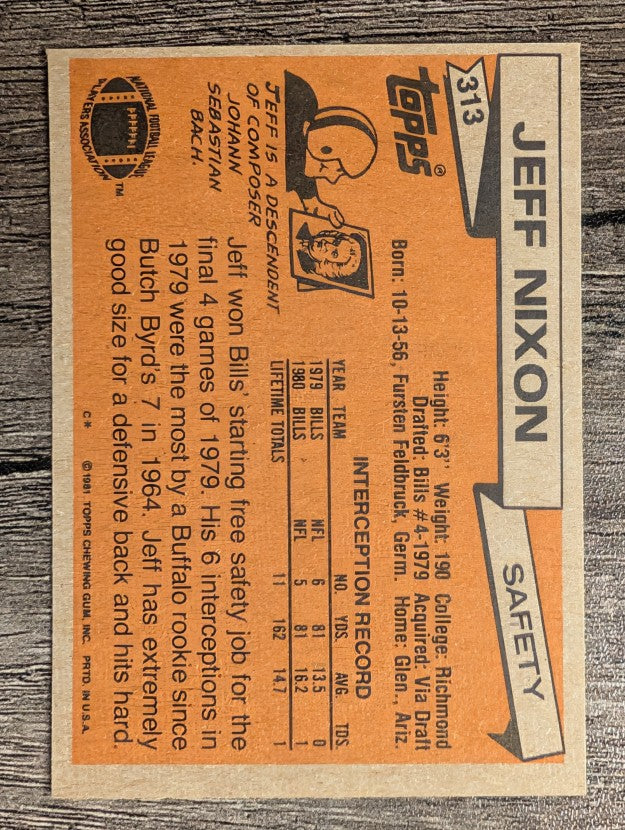 1981 Topps #313 Jeff Nixon