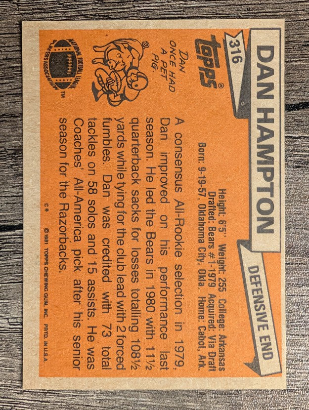 1981 Topps #316 Dan Hampton RC (EXMT)