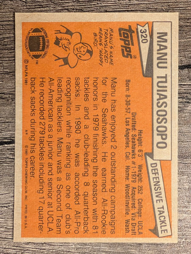 1981 Topps #320 Manu Tuiasosopo