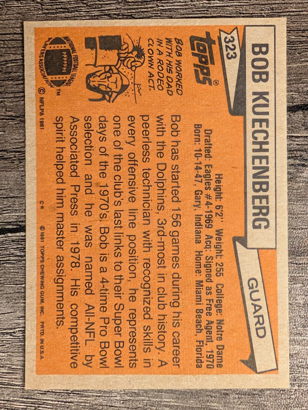 1981 Topps #323 Bob Kuechenberg