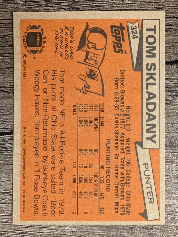 1981 Topps #324 Tom Skladany