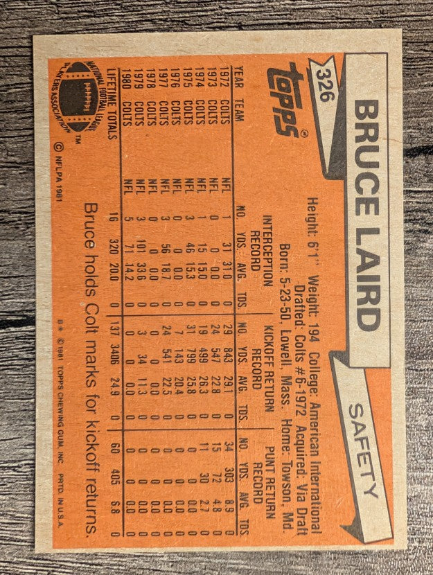 1981 Topps #326 Bruce Laird