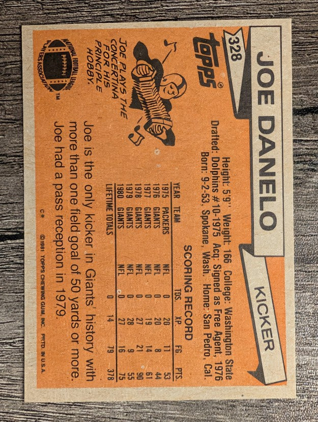 1981 Topps #328 Joe Danelo