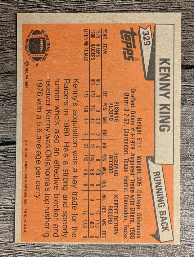 1981 Topps #329 Kenny King RC